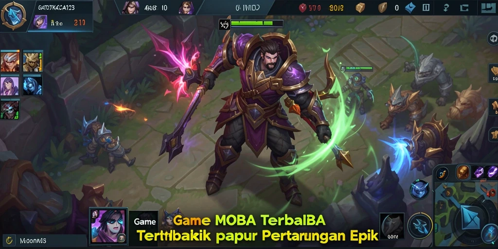 Screenshot GATOTKACA123 menampilkan pertarungan MOBA yang intens.