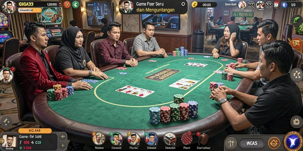 Tampilan gameplay GIGA33 yang menarik saat bermain Poker.