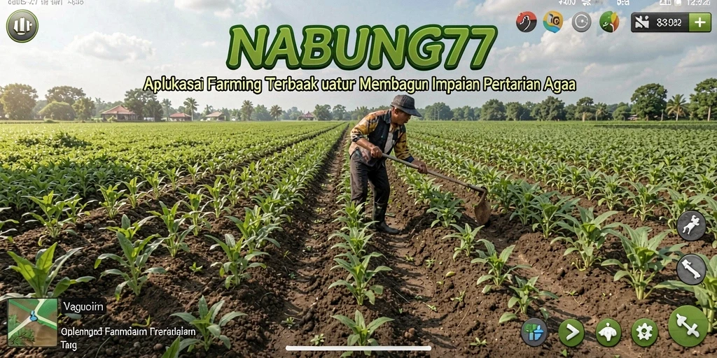 Screenshot gameplay NABUNG77 menampilkan aktivitas pertanian yang dinamis.