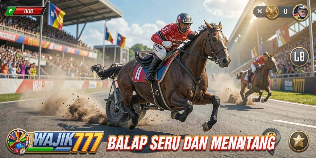 Tampilan gameplay WAJIK777 dengan balapan yang seru dan menegangkan.