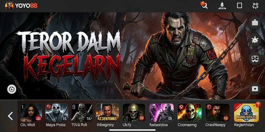 Tampilan gameplay seram dari YOYO88 yang penuh misteri.
